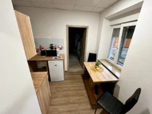 Kuhinja z jedilnim kotičkom v Apartmaju Center Ljutomer z eno spalnico za 4 osebe